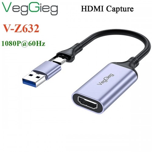 Cáp chuyển đổi HDMI sang USB/TypeC - VegGieg V-Z632 - Card Capture HDMI USB