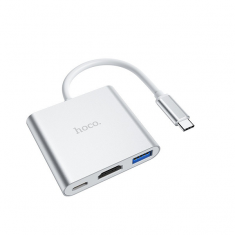 Cáp chuyển Type C ra HDMI Hoco HB14 (Type C ra HDMI + USB + Type C)